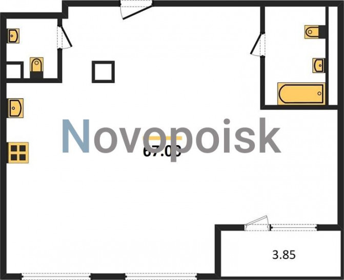 Двухкомнатная квартира 67 м²