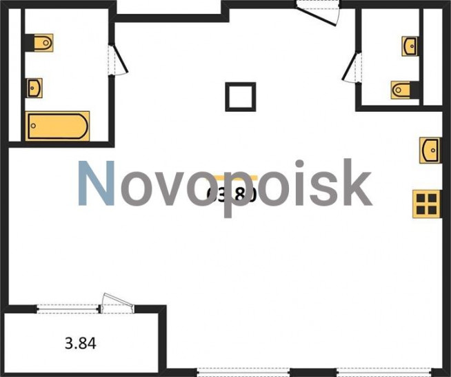 Двухкомнатная квартира 63.8 м²